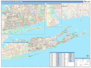 Nassau-Suffolk Metro Area Wall Map Color Cast Style